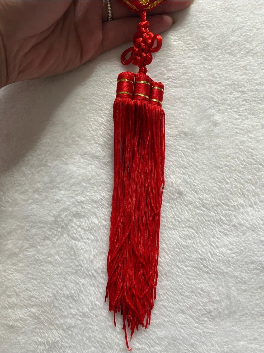 Chinese new year/ lucky red Red Embroidered Chinese Knot Tassel Hanging charm